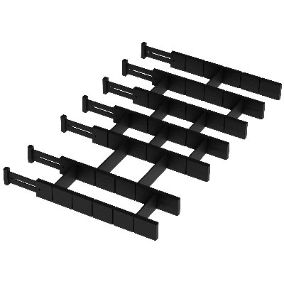 Bamboo Drawer Dividers with Inserts & Labels, 7 Dividers with 15 Inserts, Adjustable Expandable Organizers for Kitchen, Home, Office & Dressers