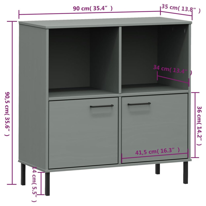 Lemineur 90.5 cm H x 90 cm W Solid Wood Cube Bookcase, Grey
