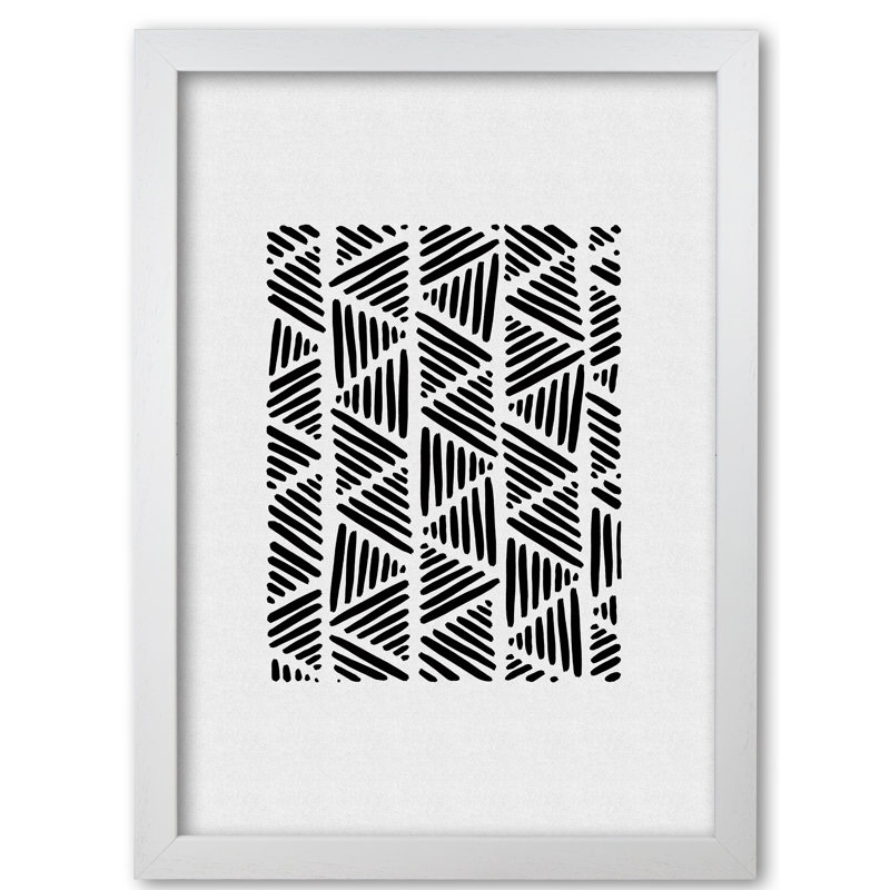 Black And White Abstract I - Print, White Grain Frame, 60 cm H x 42 cm W x 5 cm D