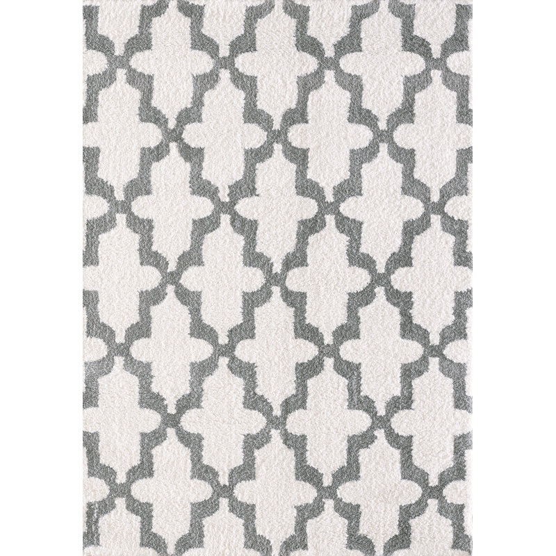 Tapis blanc/argenté Kempf, Rectangle 2 pi x 3 pi 3 po