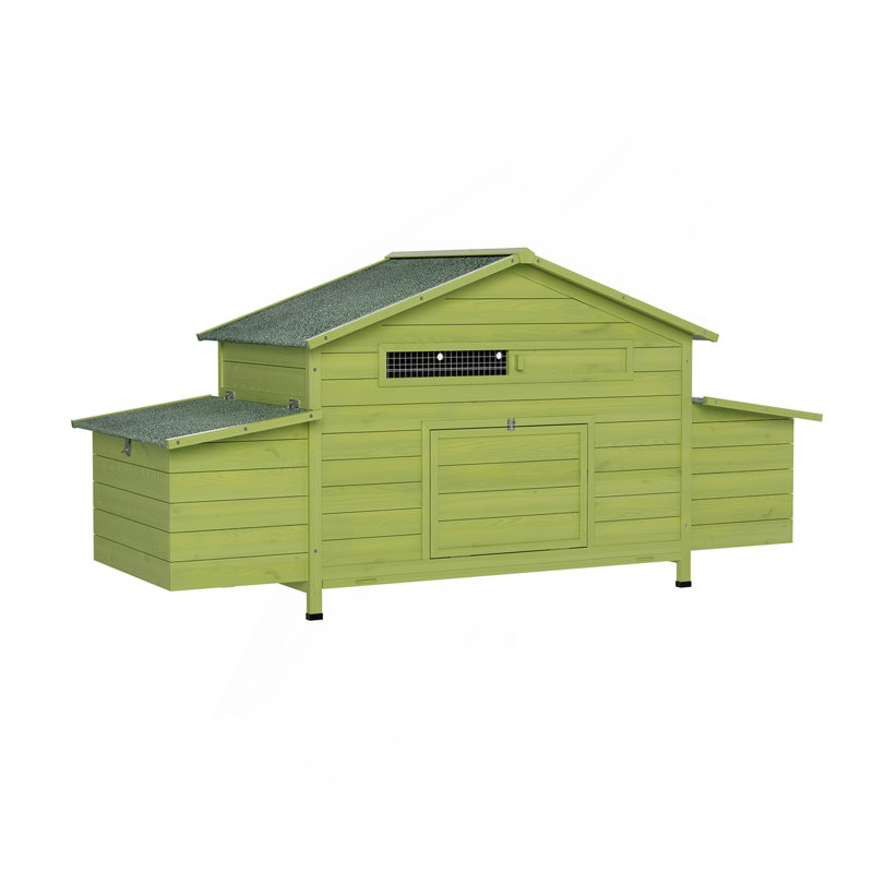 Grand poulailler en bois 11,12 pi² avec 2 portes en libre parcours, 2 nichoirs et perchoir - cage à poulets pour l'extérieur