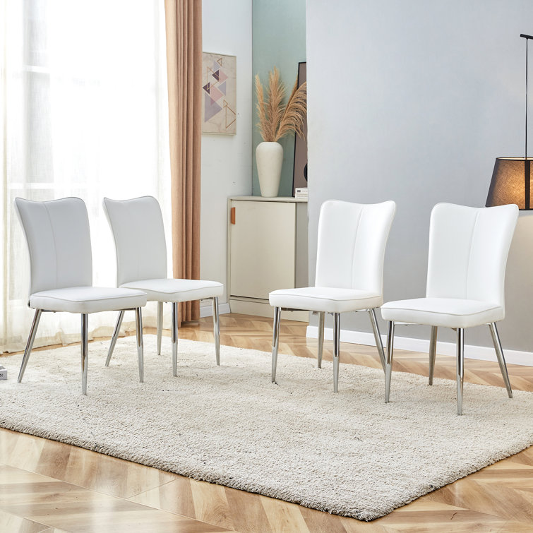 Dining Chairs Wayfair White Leather Chair Eubanks Faux Leather Modern Tall  Back Dining Chairs Set With Metal