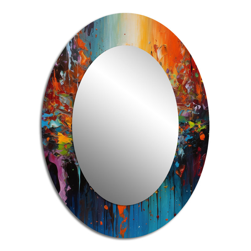 Miroir mural orange / sarcelle cubique Fusion - Modern, 40 po x 30 po