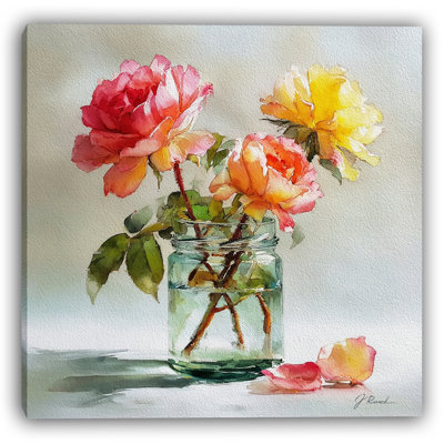 «Roses in Glass II», art mural sur toile tendue