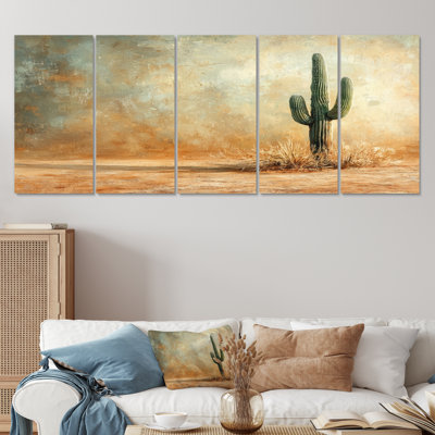 Minimalisme cactus dans le vent du désert II - Art mural floral cactus - ensemble de décoration murale traditionnelle