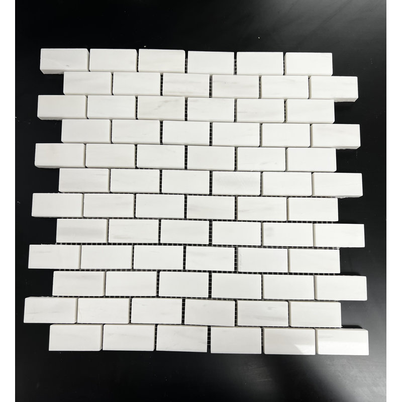 Mosaïque carrée en marbre 1 po x 1 po Bianco Dolomite