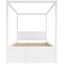 Lit plateforme double à baldaquin avec lit gigogne simple, 3 tiroirs de rangement, tête de lit, blanc-1864271231