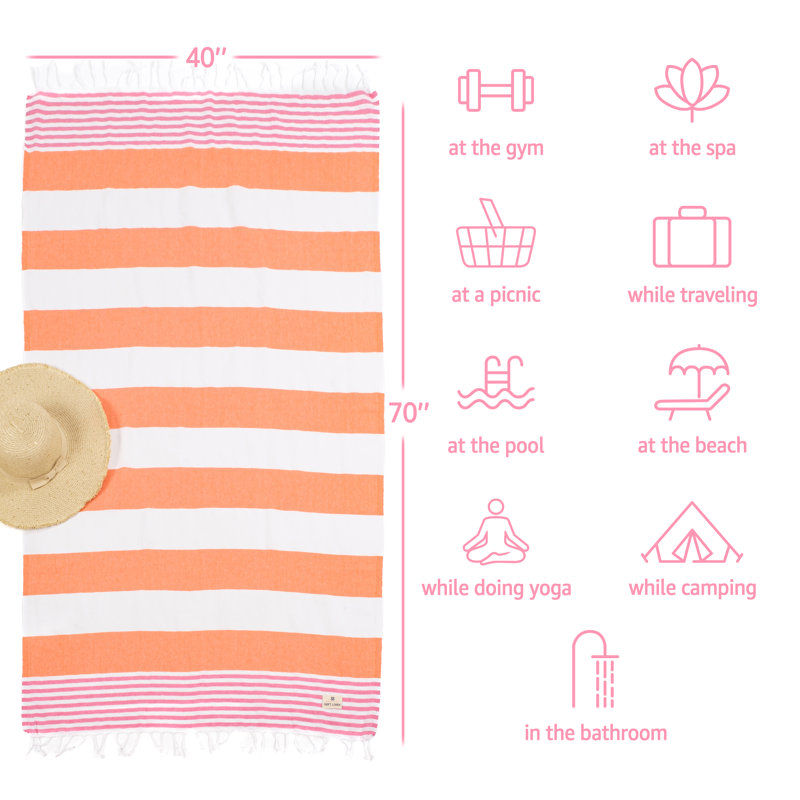  40 serviettes de plage turques Peshtemal, Orange