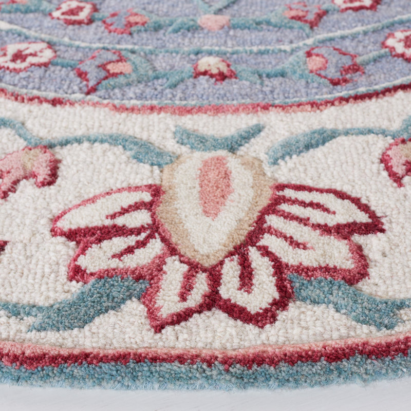 Crusita Hand Tufted Wool Floral Rug, Round 5'