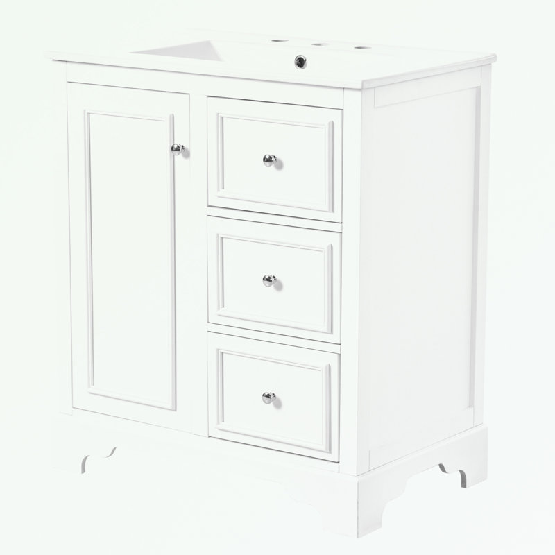 Zytaevius 29.96'' Single Bathroom Vanity with Top, White