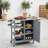 Foldable Outdoor Kitchen Island With Lockable Wheels And Towel Rack-1171219551