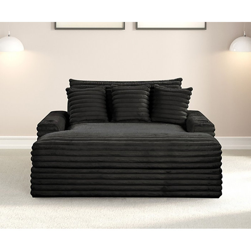 Chaise longue à 2 accoudoirs Tadley, Chenille noir