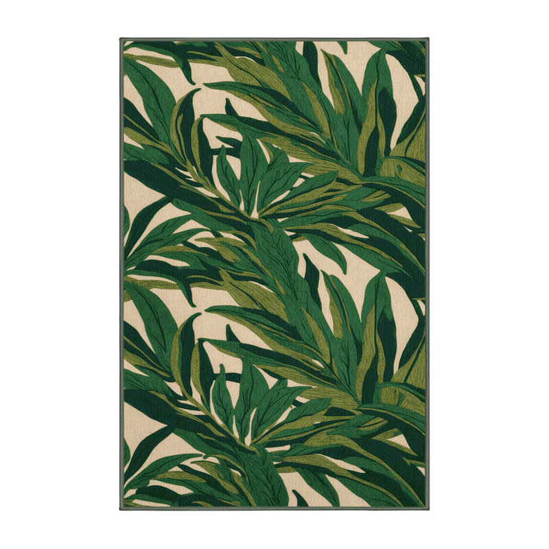  Tapis hawaïen lavable à feuilles de pain à pain, Rectangulaire 2 pi x 3 pi