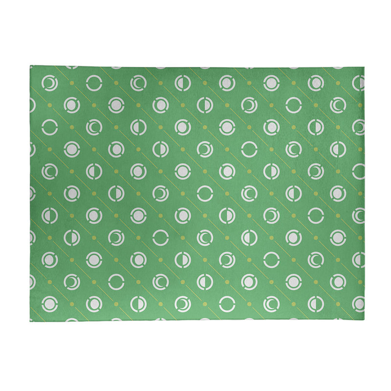 Tapis vert/blanc lune phases, Rectangle 9 pi x 12 pi