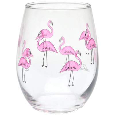 Culver Flamingos 15 oz. Stemless Wine Glass