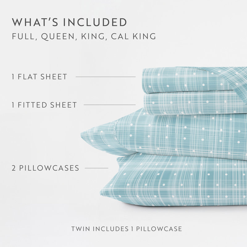 Becky Cameron™ Polka Dot Pattern Microfiber Sheet Set, Aqua, Twin