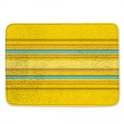 Yellow Blue Stripes Bath Mat