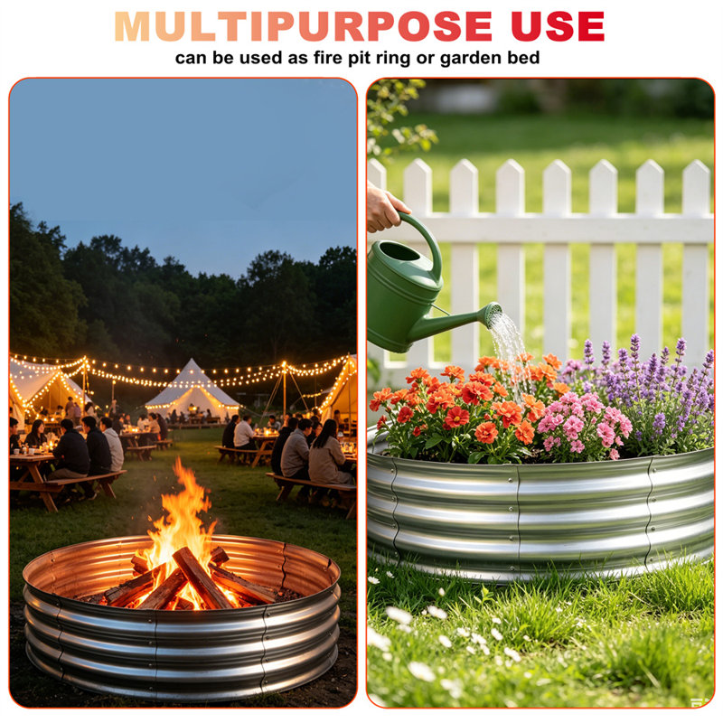 4FT Galvanized Steel Fire Pit Ring