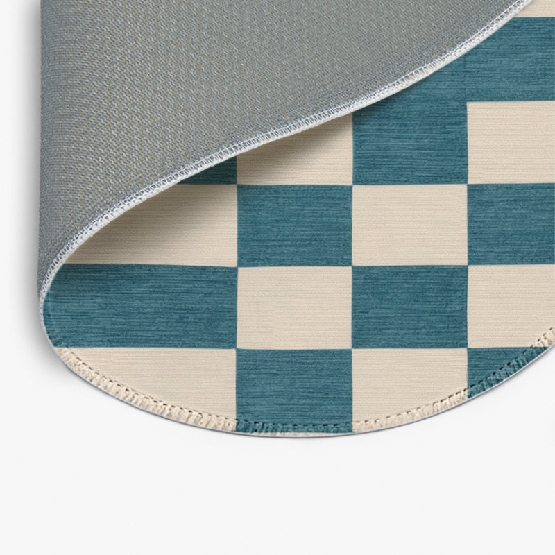 Tapis d'intérieur et d'extérieur à carreaux beige, Rond 5 pi