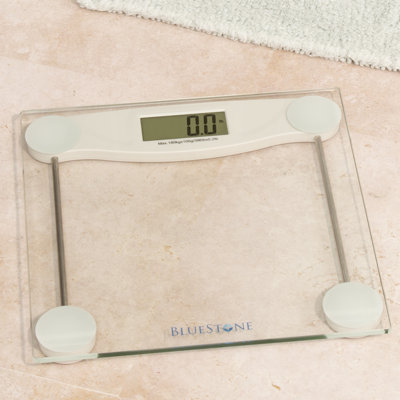 Bluestone Digital Body Weight Bathroom Scale - Step-On Weighing Machine - Accurate Measurement - Large LCD Display with Clear Glass Base