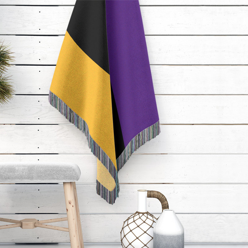 Couverture en coton basket Los Angeles, l 52 po x L 37 po, Or/ noir / violet