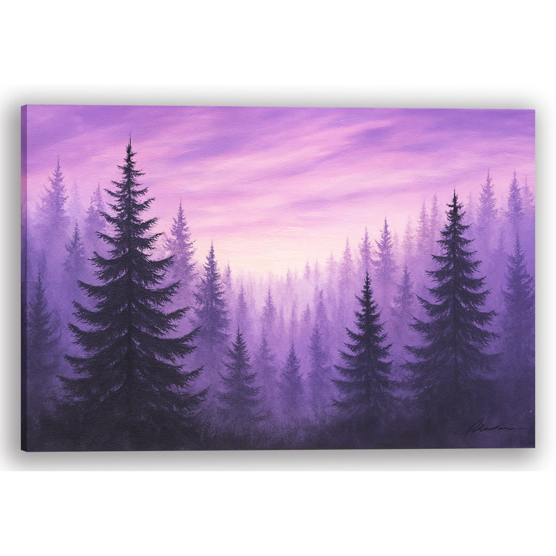 «Lavender Pines at Dusk», art mural sur toile, H 16 po x l 24 po
