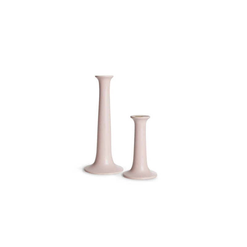 Simple Candlestick, 9" H x 4" W x 4" D, Blush