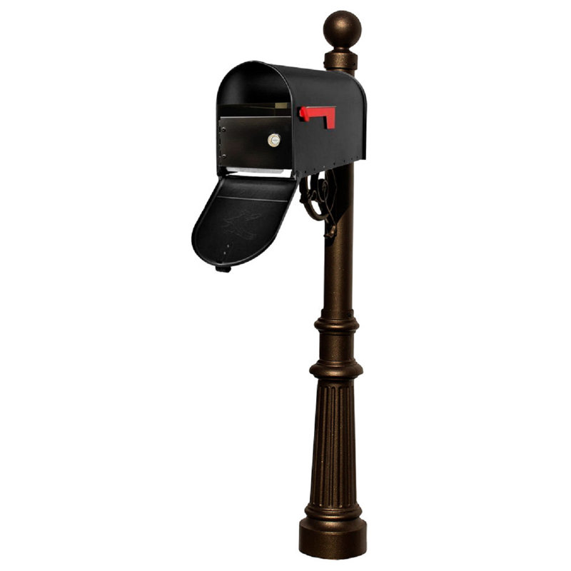 Aluminum Post Mounted Mailbox, Bronze