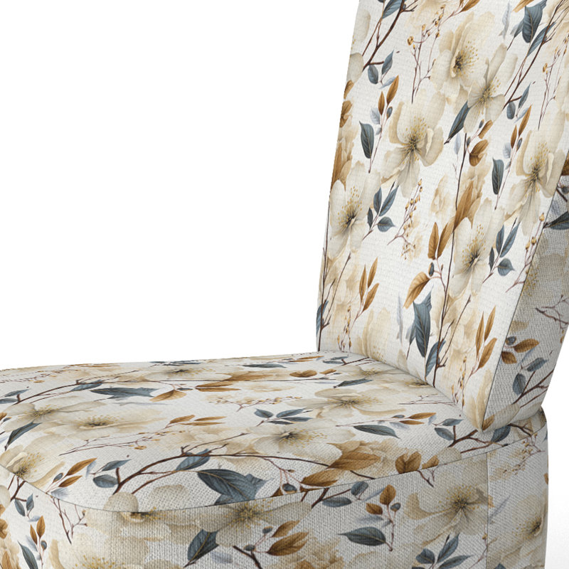 Harmony of White and Blue Poppies - Chaise d'appoint rembourrée de style campagnard, chaise d'appoint rustique à motif floral