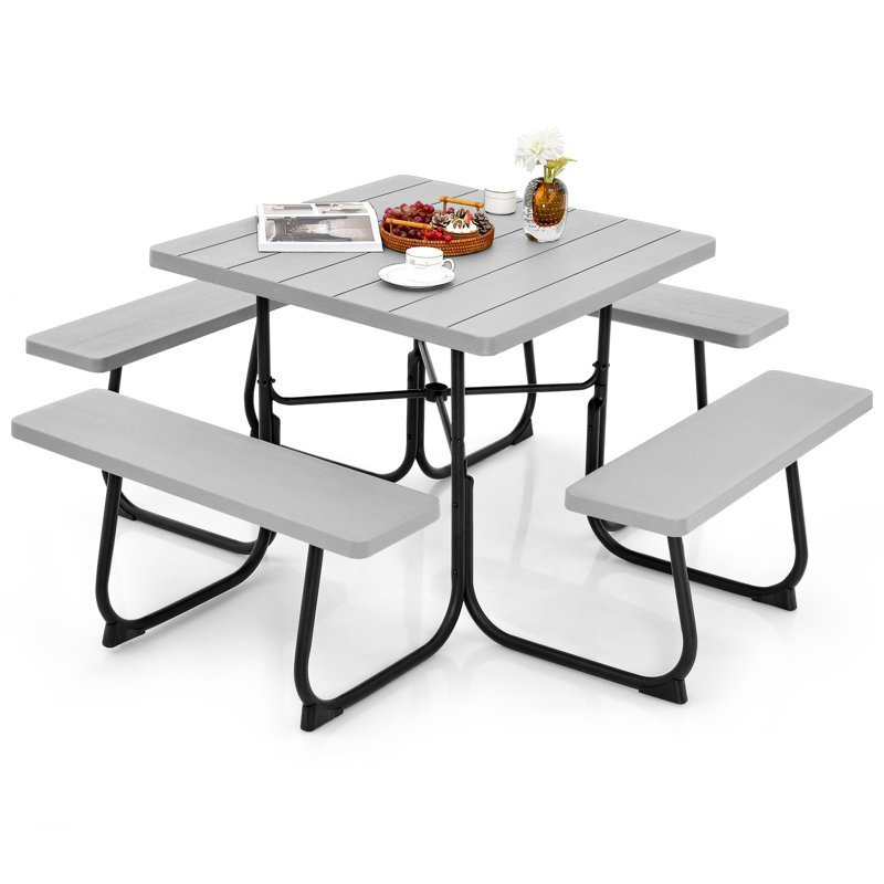 Brianica 4 - Person Patio Dining Set with Square Table, Grey