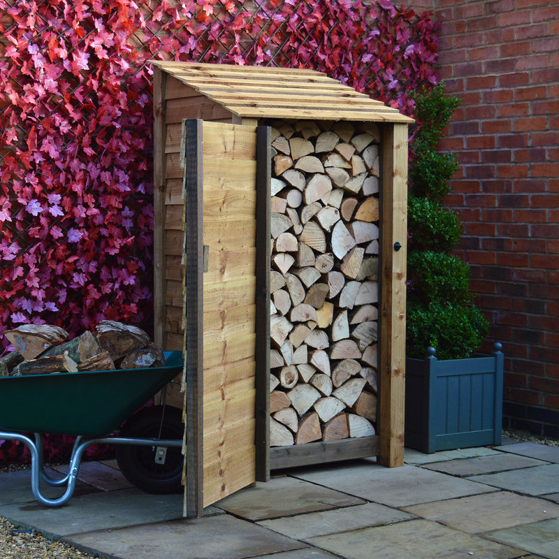 Stanardsville 89.5cm W x 80cm D Solid Wood Log Store, Rustic Brown