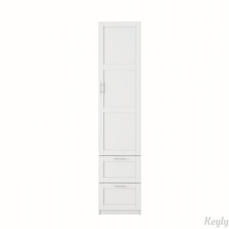 Garde-manger standard, armoire haute, armoire autoportante avec une porte et deux tiroirs pour la cuisine, la salle à manger, blanc