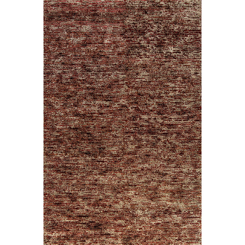 Tapis rouge bouclé à la main Gem, Rectangle 4 pi x 6 pi