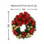 Holiday Evergreen Wreath with Gold and Red Ornaments and Red and Gold Bow