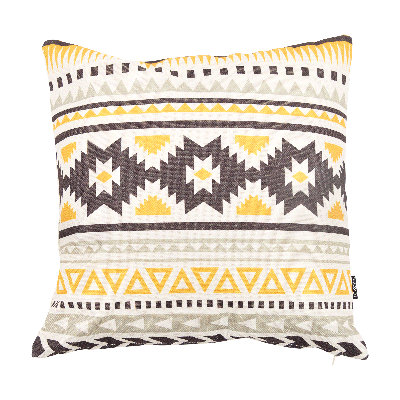 icon Indoor and Outdoor Aztec Print Waterproof Filled Cushion Ochre Yellow