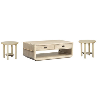 Table de bout rectangulaire avec 2 tables de bout rond Regulski