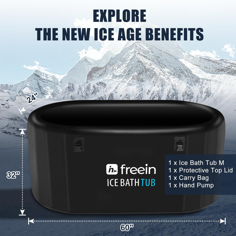 Freein Ice Bath Tub 1 Person - Person Polyvinyl Chloride (PVC) Oval Cold Plunge in Black