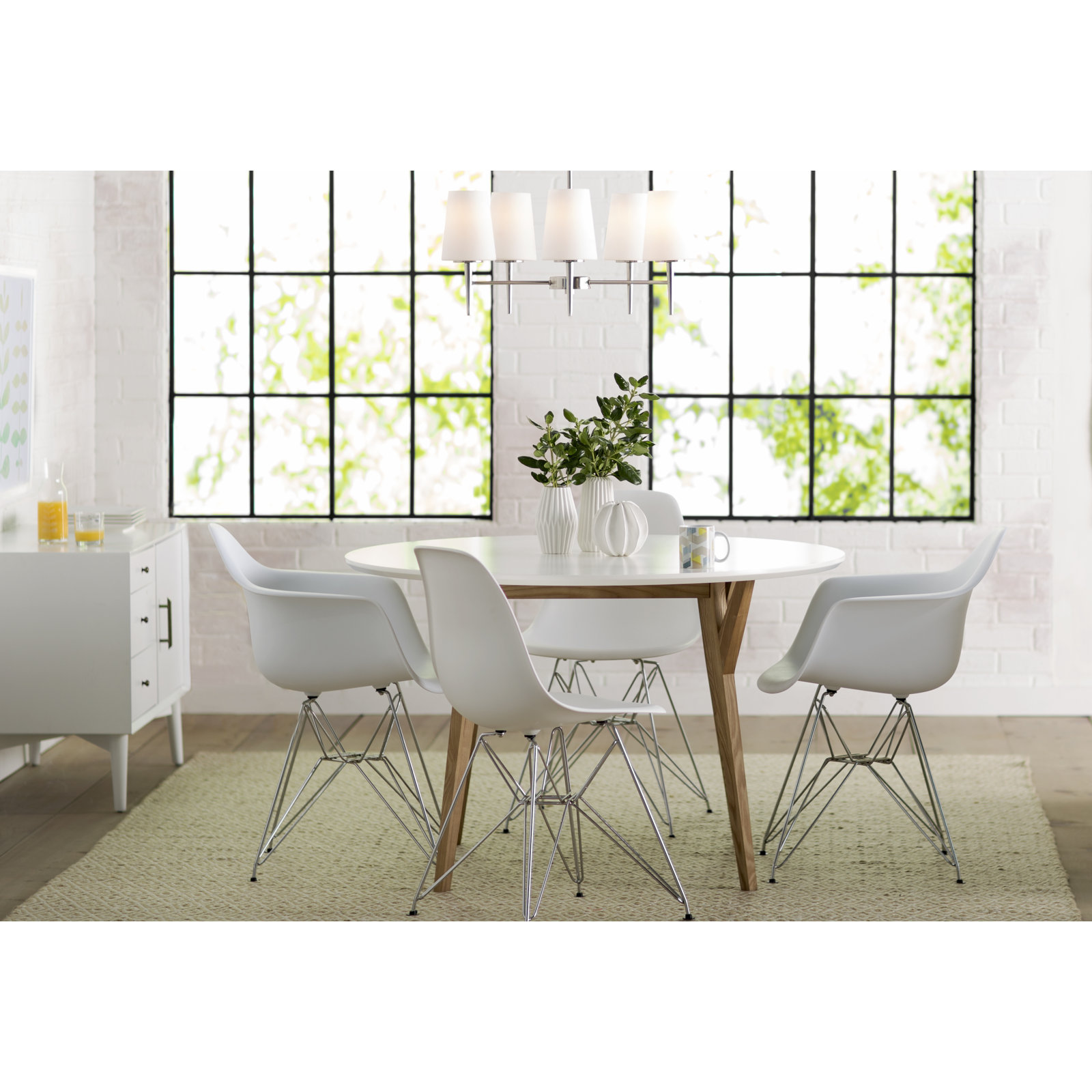 Erlandson 5 - Light Dimmable Chandelier, 17.5" H x 25.25" W x 25.25" D, Brushed Nickel, 100 Watt A19 Medium