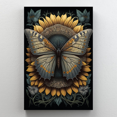 «Sunflowers And Butterfly», impression sur toile tendue