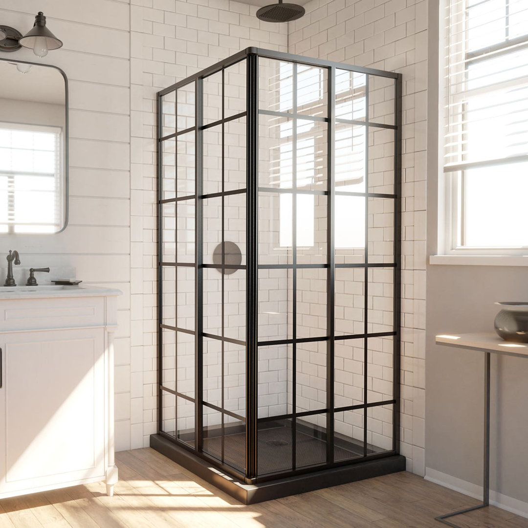 French Corner 42" x 74.75" Square Sliding Shower Enclosure with Base Included DreamLine