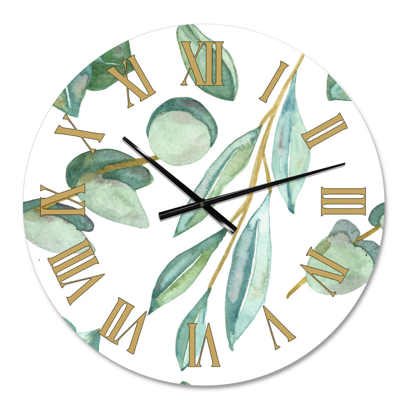 Jeunes feuilles d'eucalyptus et branches III - Horloge murale traditionnelle, Petit