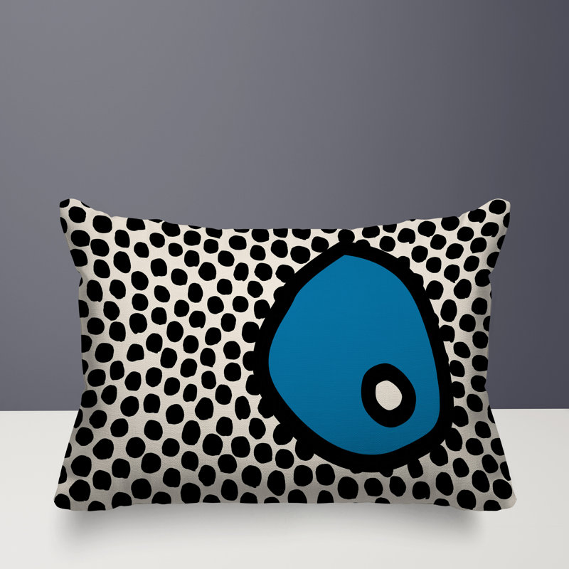 Coussin lombaire réversible intérieur / extérieur Jai Abstract, H 18 po x l 25 po, Turquoise