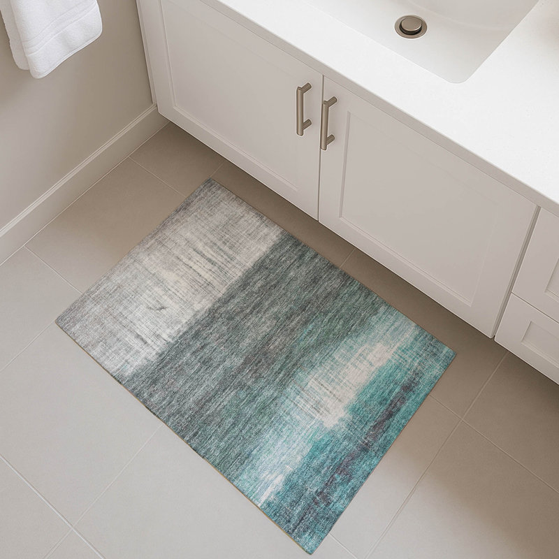 Premium Machine Washable Mayfield Abstract Rug, 1'8" x 2'6", Teal