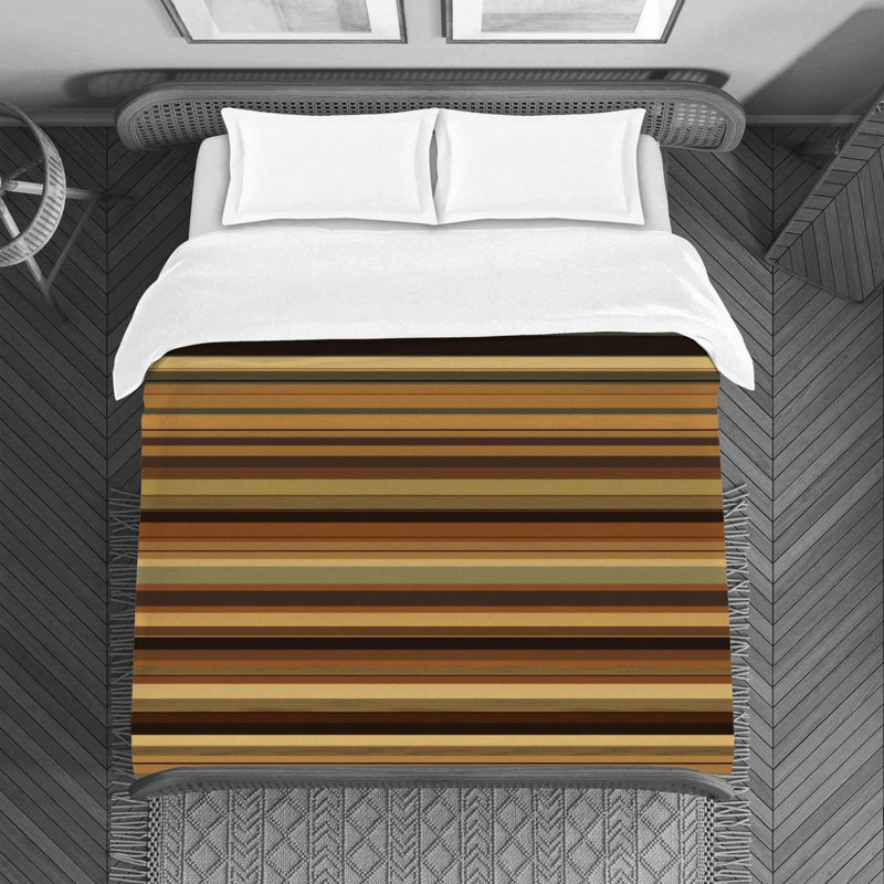 Paisley Bedding, Twin Duvet Cover, Brown/Turquoise Striped 1