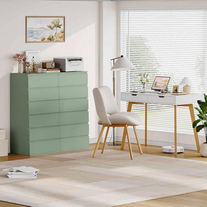 👗2-Piece 6 - Drawer Dresser Set - Green, Green