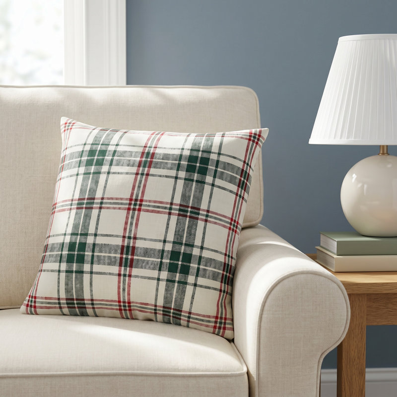 Keta Plaid Pillow, Polyester/Polyfill