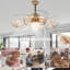 Ventilateur de plafond moderne en cristal de 42 po avec lumière (6 vitesses, télécommande, DEL 3 couleurs, minuterie, réversible) pour le salon et la salle à manger