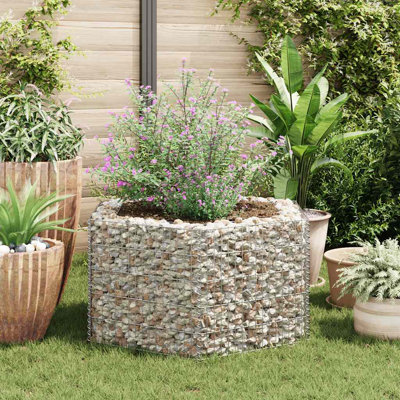 VidaXL Gabion Panier hexagonal, pot en Gabion en acier galvanisé, lit surélevé Gabion pour le jardin, capacité de charge élevée