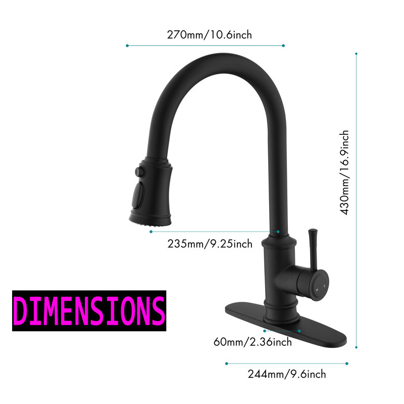 Doitbest Pull Down Kitchen Faucet, Matte Black