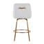 Tabouret de comptoir de 26 po à hauteur fixe avec pivot en similicuir blanc, avec pieds et repose-pieds en métal doré et poignée dorée - ensemble de 2